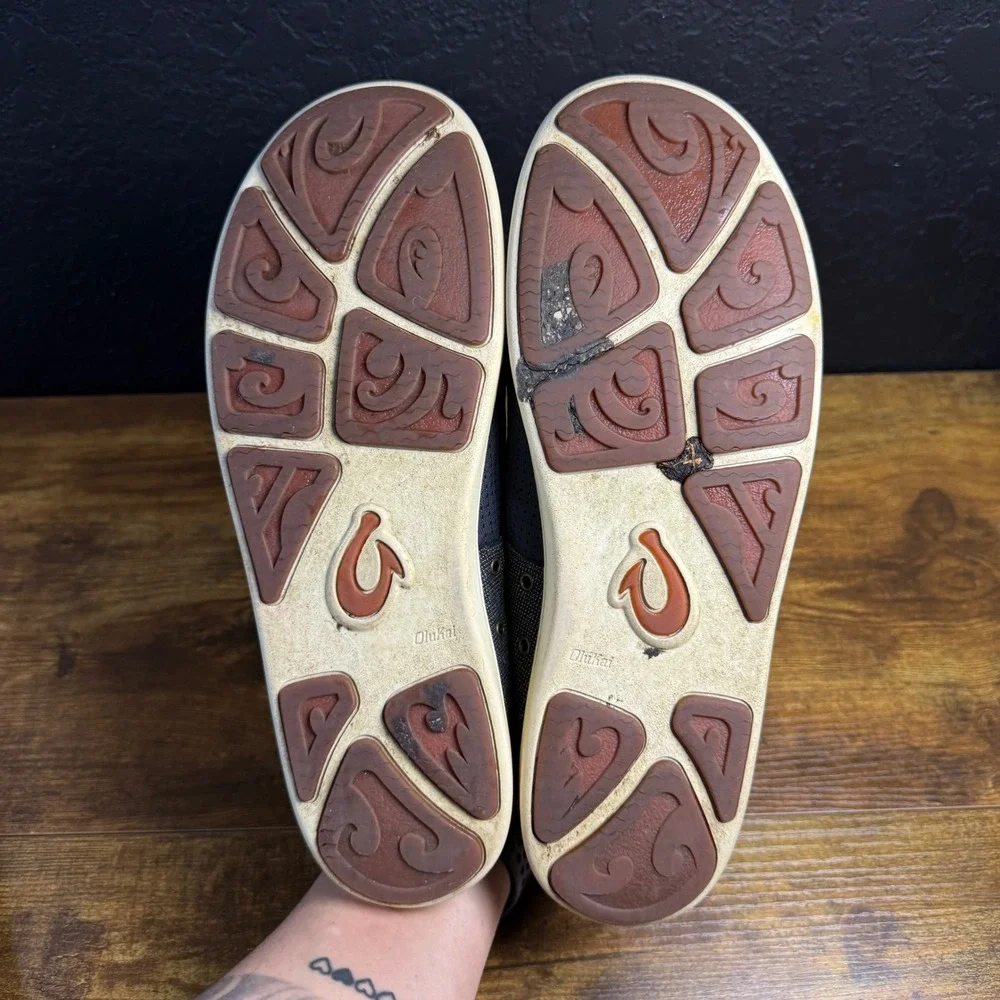OluKai Nohea Moku‎ 10188-4K4K Blue Textile Boat Shoes Mens Size 10